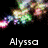 Six distinct display variations of 'Alyssa' text over different backgrounds including stars, dots, and sparkles