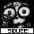 Pixelated grayscale icon with large circular eyes, a small nose, and mouth forming 'SQUEE!' text below.