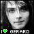 Pixelated grayscale portrait of a person with short hair, wearing dark clothing against a black background, with text overlay reading "I ❤️ GERARD" at the bottom.