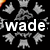 Pixelated black background with repeated gray hand symbols and white text reading 'wade', 'iisz', and 'kewl!' across different sections.