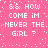 Pixelated pink background with white text repeating 'How come im never the girl?' in a pattern, surrounded by scattered white dots