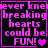 Pixelated text in bright pink on black background with animated heart symbols changing across frames.
