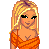 Animated contact sheet of a pixel art blonde character in orange outfit with repeated text and hearts, showing full-body views and partial body segments across 14 frames.