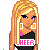 Pixel art cheerleader icon with pink, black, and white color scheme showing multiple frames of motion including pom-pom waving and text overlay.