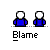 Pixel art animation of two figures in blue and yellow shirts, one pointing at the other with text bubbles reading WHO BROKE THIS? HE DID IT! against gray background.