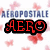 Animated sequence showing two variations of a buddy icon with 'AERO' text, red floral background, and blue 'AEROPPOSTALE' text above.