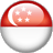 Static pixelated icon depicting a stylized sphere with red and white horizontal bands, featuring a crescent moon and five stars on the upper red section against a gray background.