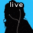 Silhouette of a person with long hair and earphones against blue background, displaying text 'live', 'laugh', and 'dance' in different frames.