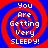 Four identical pixelated spiral patterns with red and blue concentric rings, each containing white text reading "You Are Getting Very Sleepy!" in a retro digital style.