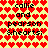 Pixelated icon with red and orange heart patterns on a yellow background, displaying text 'callie and pearson &hearts;'.