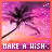 Pixelated animated buddy icon featuring palm tree silhouettes against a pink and purple gradient sky with scattered white dots, displaying 'MAKE A WISH' text at the bottom in pixelated font.