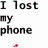 Pixelated text reads 'I lost my phone' in black block letters on white background with scattered pink and light blue pixels.