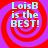 Four identical display 'LoisB is the BEST!' text over red and purple spiral backgrounds with pixelated light blue lettering