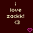 Pixelated text and symbols on dark red background with two pink heart icons at bottom.
