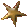Five golden star icons arranged in two on a gray background, with subtle shading and pixelated edges
