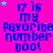 A static image with a bright pink background displays repeated blue text reading "17 is my favorite number too!" surrounded by small green and light purple stars.