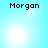 Four display the name "Morgan" in pixelated text above a bright light effect on a cyan background, with varying positions of white dots and lens flares