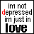 A 3x3 grid of nine animated frames showing a text-based animation where the word 'depressed' changes color across each frame while other text remains static.