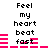 Pixelated text "Feel my heart beat fast" appears in two vertical with pink audio waveforms beneath each , alternating between static and animated states