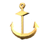 Golden anchor icon with metallic sheen displayed in three of four, each showing different visual states