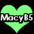 Green heart-shaped pixel art with 'MacyB5' text, a 'loves' label, and two celebrity faces below, one labeled 'twilight'.