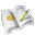 A small animated icon shows a white notebook with blue lines and yellow pages, held by a pencil that changes position across frames.