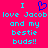 A static pixel art image with a bright pink background displays cyan text and a blue heart symbol arranged in two mirrored