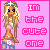 A 4x3 contact sheet of a pixel art animated icon featuring a blonde cartoon girl in various poses with pink text "I'm the cute one" on a pink background.
