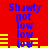 Red background with blue text "Shawty got low" repeated four times in a , yellow horizontal bars below each text block