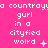 A static image with a bright pink background displays repeated white pixelated text reading 'a countryya countrayia countrayy gurl in a cityfied word' across three
