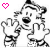 Animated contact sheet showing two frames of a Calvin and Hobbes character with heart symbols changing from pink to black between frames.