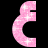 Two side-by-side animated frames of a pink glittery symbol on black background, showing sequential sparkles.