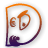 A 4x3 contact sheet of 11 animated frames showing a stylized orange and purple 'D' logo with cartoon eyes, mouth, and paw print details against a gray background.