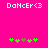 Pixelated text "DanceR<3" appears at top on bright pink background, with green and brown pixel shapes below; right-side version shows one fewer green shape.