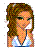 Pixelated image of a woman with brown hair in a white top, next to pink checkered background with 'Girly' text.