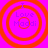 Four identical circular icons with orange concentric rings on a bright pink background, each containing blue text reading "I Love Maddi".