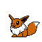 Pixel art of Eevee and its evolutions in various poses and color variations, displayed in a