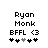 Pixelated text and symbols on a white background with two variations of heart icons changing position.