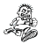 A 50x50 pixel animated contact sheet showing two frames of a grayscale cartoon character on the left and green text logo on the right against dark background.