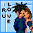 Pixel art animation of two cartoon characters embracing, with changing text on the left side across frames.