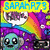 Pixelated digital artwork with multiple characters and text elements including 'SARAHR73', a rainbow, heart symbol, and Spongebob Squarepants face.