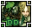 Animated icon shows a figure with light hair and green clothing against foliage, featuring two green squares at the bottom that change state across frames.
