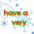 Pixelated holiday-themed icon with red text 'have a very merry christmas' over blue snowflakes and green holly with red berries.