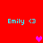 Red background with four cyan 'Emily <3' text blocks and three pink pixel hearts in different positions across frames.