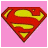 A 3x3 contact sheet of animated frames showing a red and yellow Superman logo on pink background with varying white vertical lines indicating animation effects.