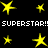 Yellow star shapes and repeated "SUPERSTAR!! SUPERSTAR!!" text on a black background, with no visible animation changes across observations.