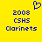 Yellow background with blue pixelated text and a heart symbol; two identical side-by-side layouts of '2008', 'CSHS', 'Clarinets' below the heart.