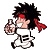 A 3x3 contact sheet of an animated cartoon character in white karate uniform with red headband and black hair, holding a glass bottle while running across multiple frames.