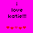Pixelated text on bright pink background with red and pink hearts below, showing two animation frames where heart colors shift.