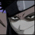 Pixelated close-up of a character with dark hair, a light-colored headband, and a white mask covering the lower face, set against a dark background with a light vertical element on the left.